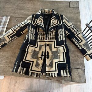 Pendleton Black and Cream Wool Coat